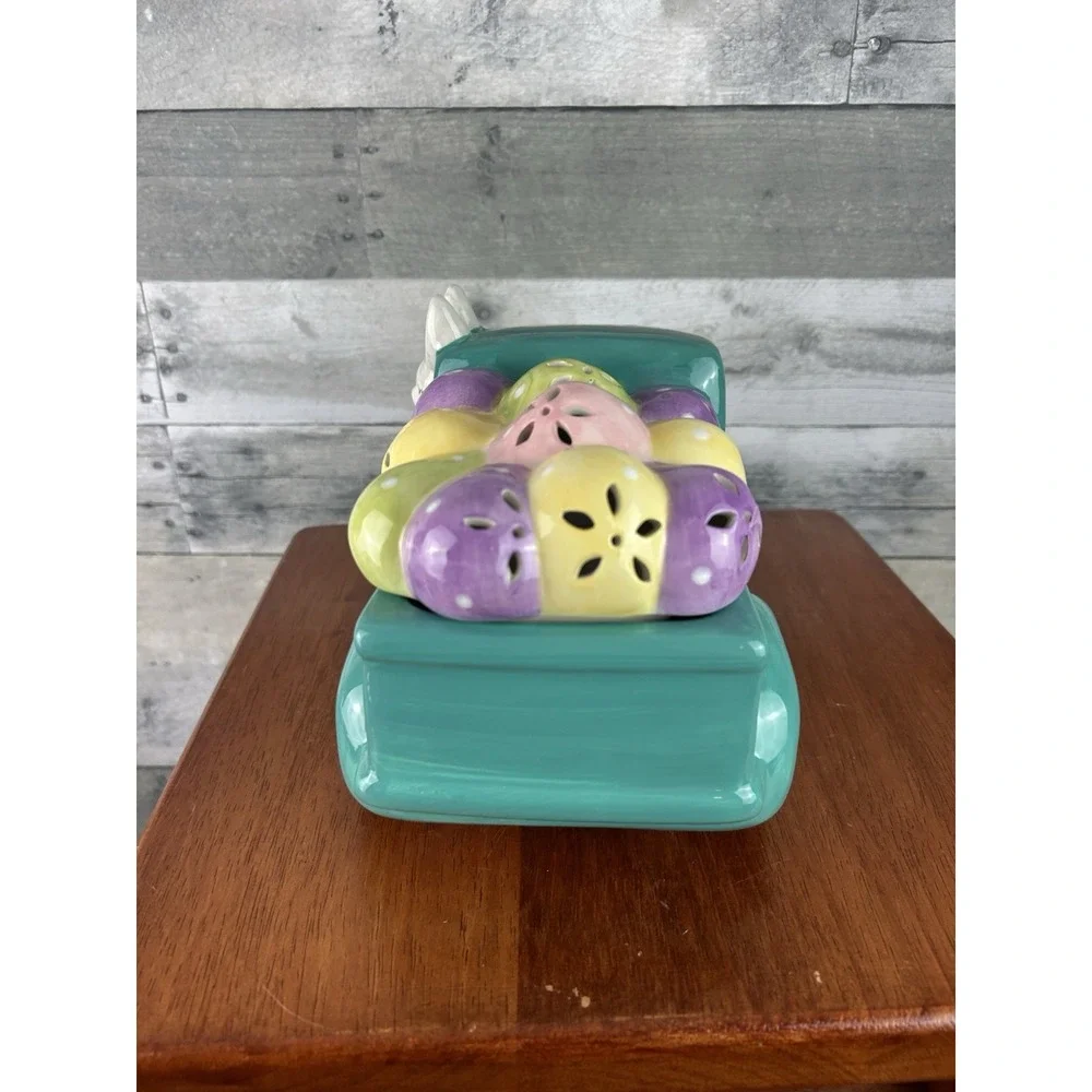 MR. COTTONTAIL LIT CERAMIC EASTER BUNNY DELIVERING EGGS TRUCK COOKIE JAR